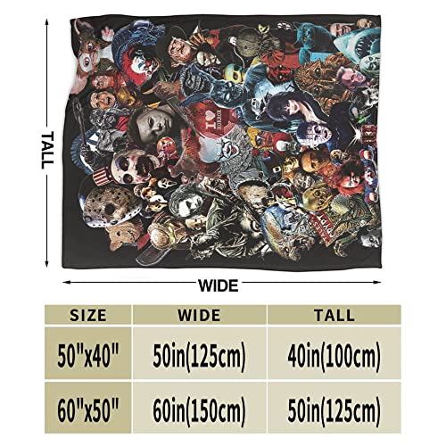Horror Movies Flannel Blanket Ultra-Soft Lightweight Warm Fuzzy Anti-Static Microfiber Throw Blankets For Couch Bed Sofa For All Seasons (Black1, 50"X40") #TOP2