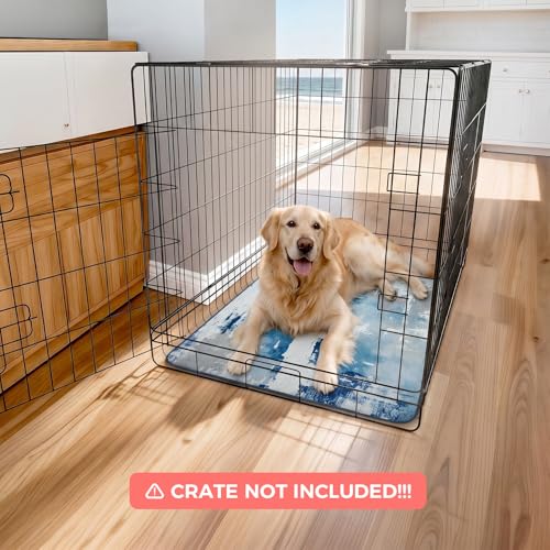 Image of FXW Washable Pee Pads for Dogs, Puppy Pads with Super Absorbent, Specifically Designed for 48inch Cages, 29 inch x 47 inch Rectangle, Tie-Dye Blue, 2 Packs