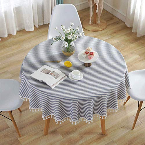 Nappe ronde à rayures coton lin meioro nappe de table basse salon intérieur - 4