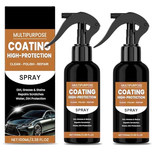 3 in 1 Hochschutz-Auto-Beschichtungsspray – Quick Effect Coating Agent for Car – Auto Nano Beschichtungs spray zur Kratzerreparatur für extremen Glanz & Schutz(Pack 2)
