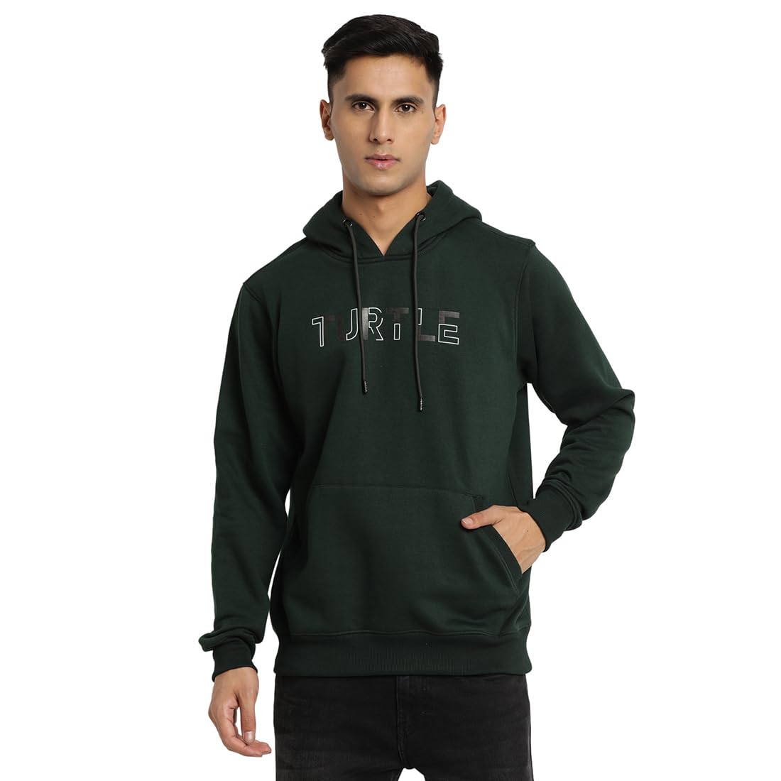 Sweat à capuche tricot homme vert taille 44 pull uni Turtle - 7