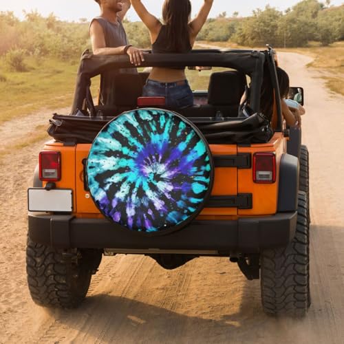 Image of Delerain Tie Dye Spare Tire Covers for RV Jeep Trailer SUV Truck and Many Vehicle, Wheel Covers Sun Protector Waterproof (15 Inch for Diameter 27 inch-29 inch)