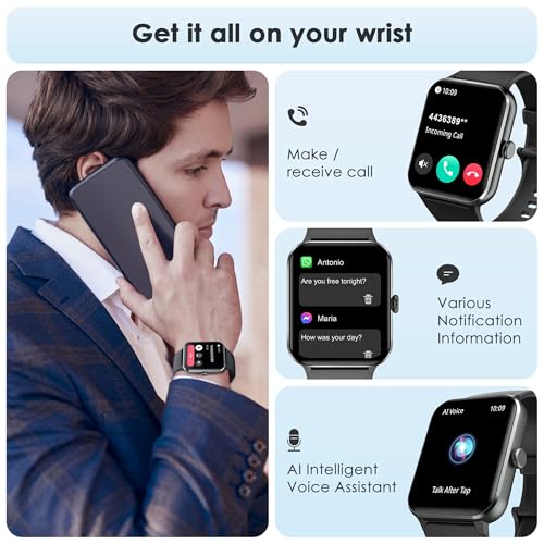 Baolubao Smart Watch for Men Women Answer/Make Call, 1.85" Fitness Watch with SpO2 Heart Rate,Sleep Monitor,Step Counter,130+ Sports Modes/IP68 Waterproof Activity Trackers for iPhone Android,Black - Image 4