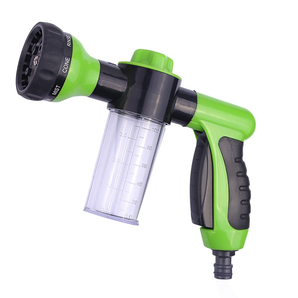 WANGCL Garden Hose Nozzle High Pressure Foam Sprayer Gun 8 Way Spray Pattern with 3.5oz/100cc Soap Dispenser Bottle Snow Foam Gun