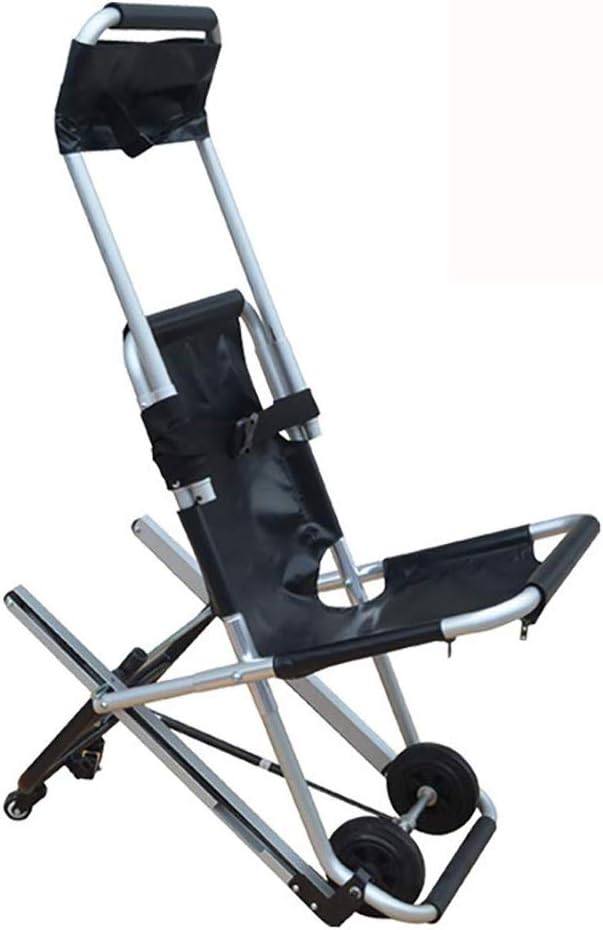 Mustbe Strong Foldable Tracked Stair Chair with 4 Wheels Aluminum Light Weight Medical Mobility Aid with Quick Release Buckles for Elderly, Disabled