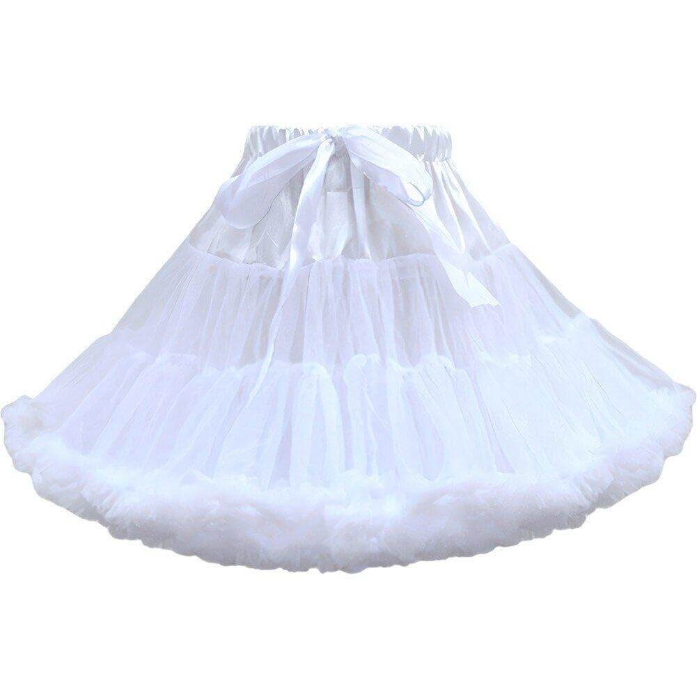 Sanfly Women's White Short Skirt Fluffy Petticoat Crinoline Petticoat Skirts Chiffon Tulle Skirts Underskirt Ballet Dress Puffy Party Cosplay Costume