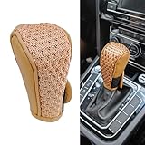 MLAHUIER Car Gear Shifting Knob Cover, Breathable and Anti-Slip Automatic Shift Knob Handle Protective Cover, Universal Auto Interior Accessories for Cars, Trucks, SUVs（Brown）