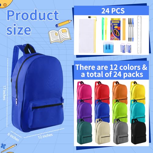 12 Set Bulk Backpacks with School Supply Kit 17 Inch Book Bags in Bulk and Back to School Supplies Stationery Kit for Kids Boy2