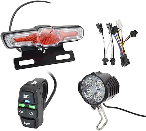 Ebike - Juego de luces delanteras y traseras, focos LED nocturnos, piezas de modificación de ciclismo, kit de luces de advertencia delanteras y