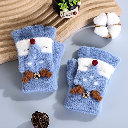 Image of Holiberty Cute Baby Kids Winter Fingerless Gloves Toddler Boys Girls Cartoon Christmas Elk Knit Mittens Warm Snow Gloves 2-8Y
