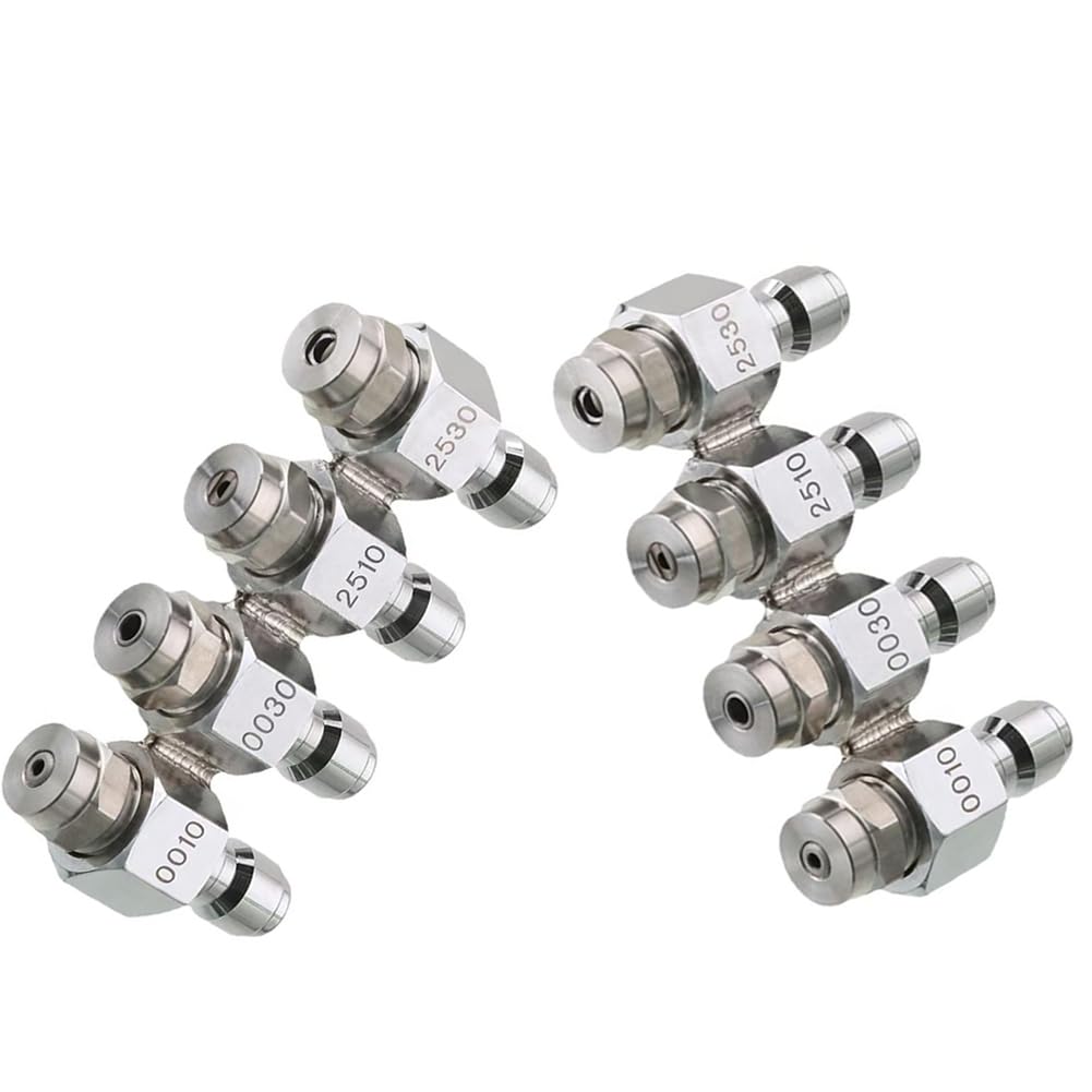 Ugello per idropulitrici in acciaio inossidabile, Ugello a ventaglio piatto a 4 vie in acciaio inossidabile 4000PSI 2-3GPM 1/4 pollici Connessione rapida Confezione da 2(2pcs)