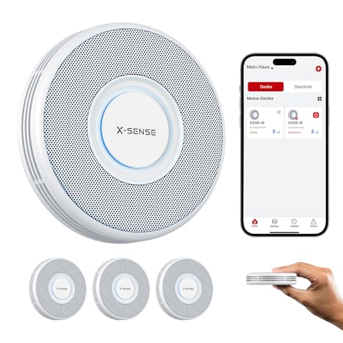 X-Sense Intelligenter WLAN-Rauchmelder mit Sprachalarmsystem und 17 Standorten, Feuermelder, Rauchwarnmelder, nur 33 mm dünn, XS0B-iR, 3 Stück 3 x XS0B-iR Weiß