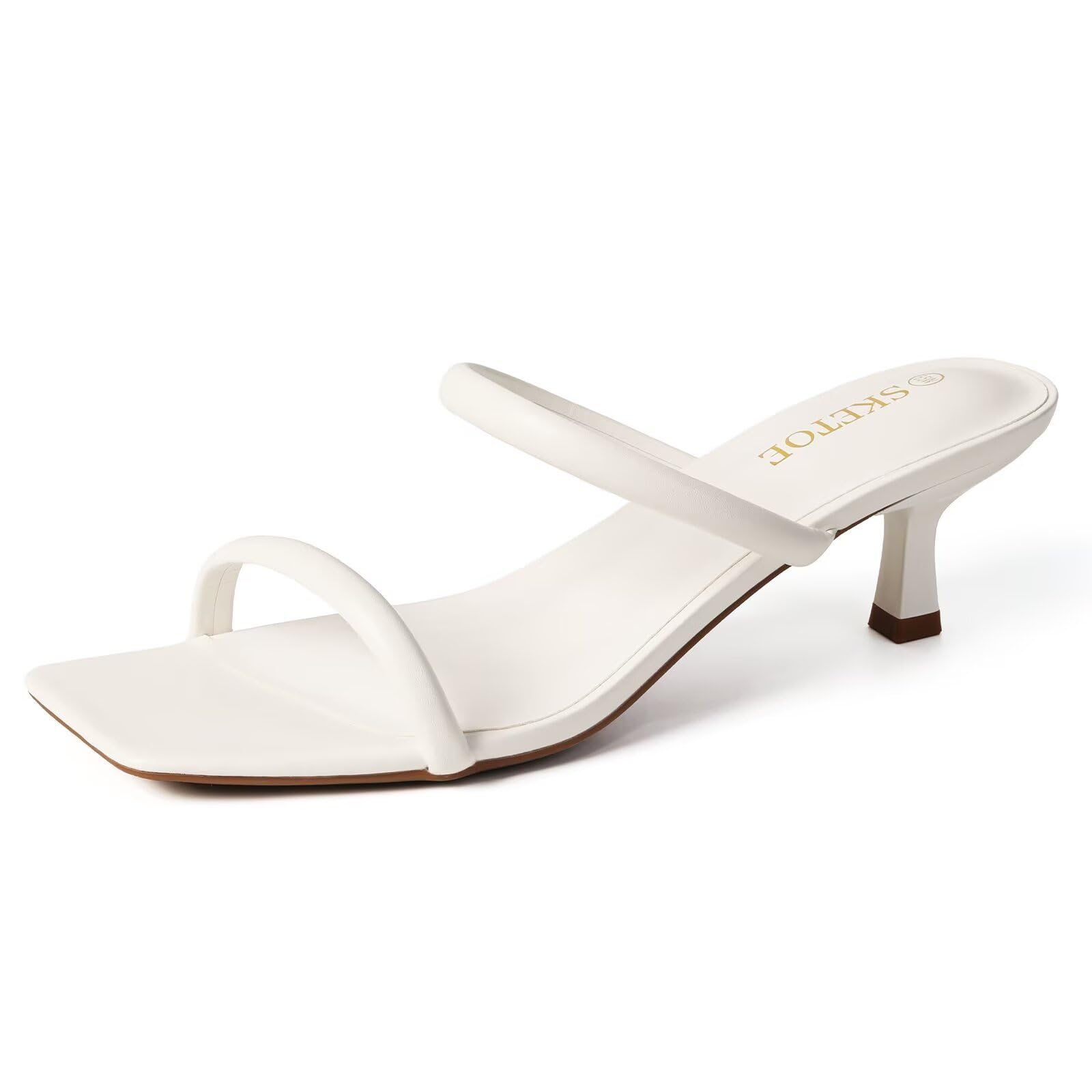 Two-Strap Open Toe Kitten Heels