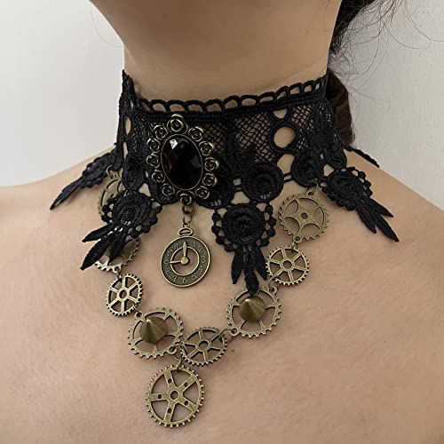 Miuniko Women Party Gothic Steampunk Gear Collar Choker Necklace Party Accessories #TOP1