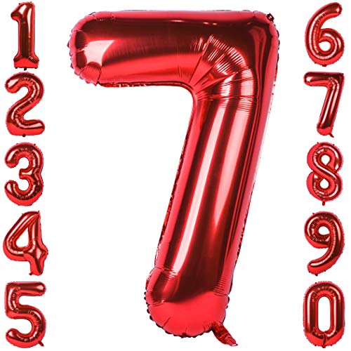40 Inch Giant Number 7 Mylar Balloons Red Foil Large Number Big Helium Balloon Girls Birthday Party Decoration