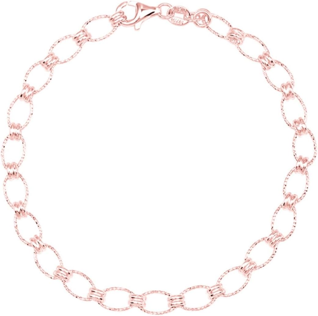 Luxury Womens Sterling Silver Bracelets Italian Charm Bracelet Gold Charms for women 18K Link Super Sparkly Length 7.48in