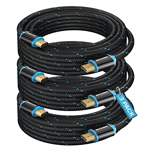 HDMI Cable 4K HDMI 2.0, 15ft, Certified 18Gbps, 4K@60Hz Ultra High-Speed Gaming HDMI Cable, 4K Cable, 3 Pack, UL-Listed