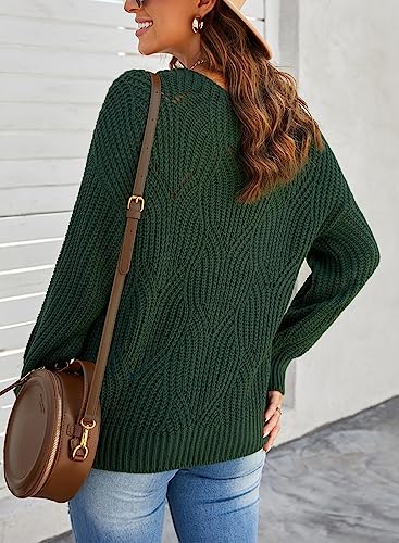 Image of Dokotoo Womens Sweaters 2026 Cute Elegant Hollow Cable Knit Tops | Drop One Shoulder,Soft,Crochet,Chunky,Autumn Winter Fall,Cozy,Long Sleeve,Trendy Clothes,Outerwear