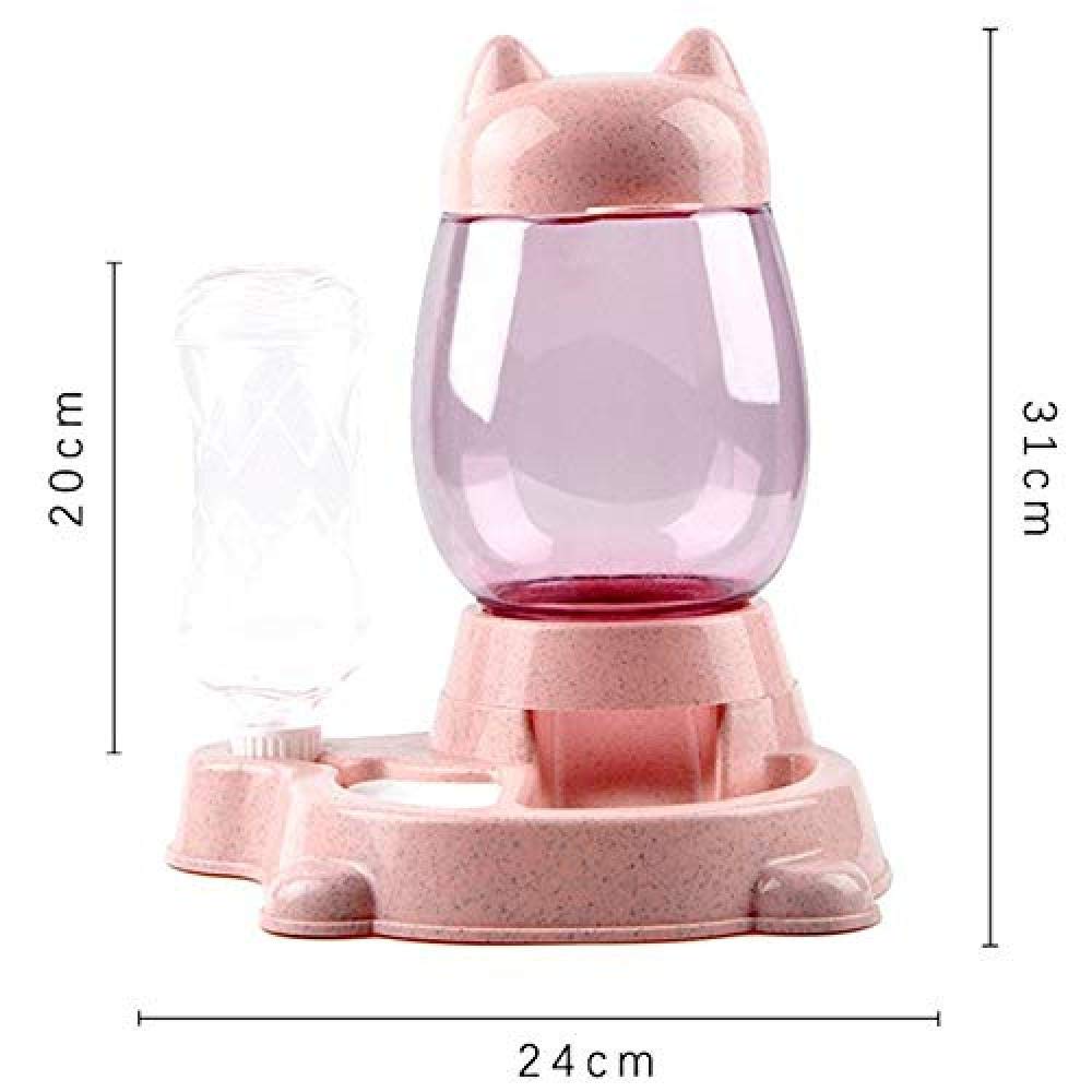 Alimentador automático para Mascotas Dispensador de Comida para Perros para Gatos Dispensador de Agua para tazón de Fuente Suministros para Mascotas (Color: Rosa)-Rosado