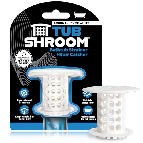 TubShroom Tub Drain Hair Catcher Strainer, White – Drain Protector and Hair Catcher for Bathroom...