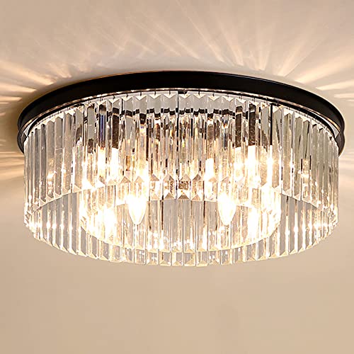SMJY Chandelier Modern Crystal Chandelier, Round Crystal Pendant Light, LED E14 Hanging Lighting Fixture Adjustable Height for Dining Room, Kitchen Island, Bedroom Living Room Dia 15.7 Inch
