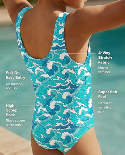 Image of Girls' UPF 50+ Swimsuit in One Piece by City Threads