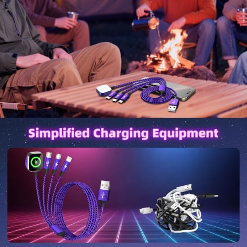 Image of Travel Essentials 4in1 Multi Charging Cable for iPhone Watch Charger 3PK5FT