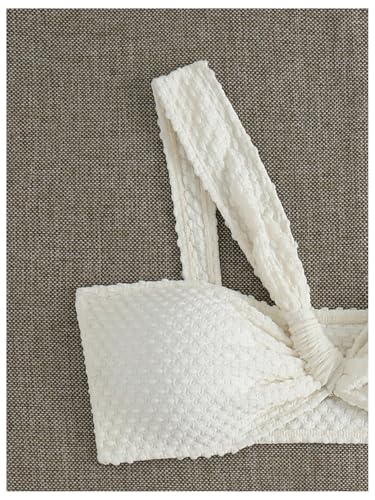 MakeMeChic Women's 3 Piece One Shoulder Textured High Cut Bikini Set with Tie Side Cover Ups4