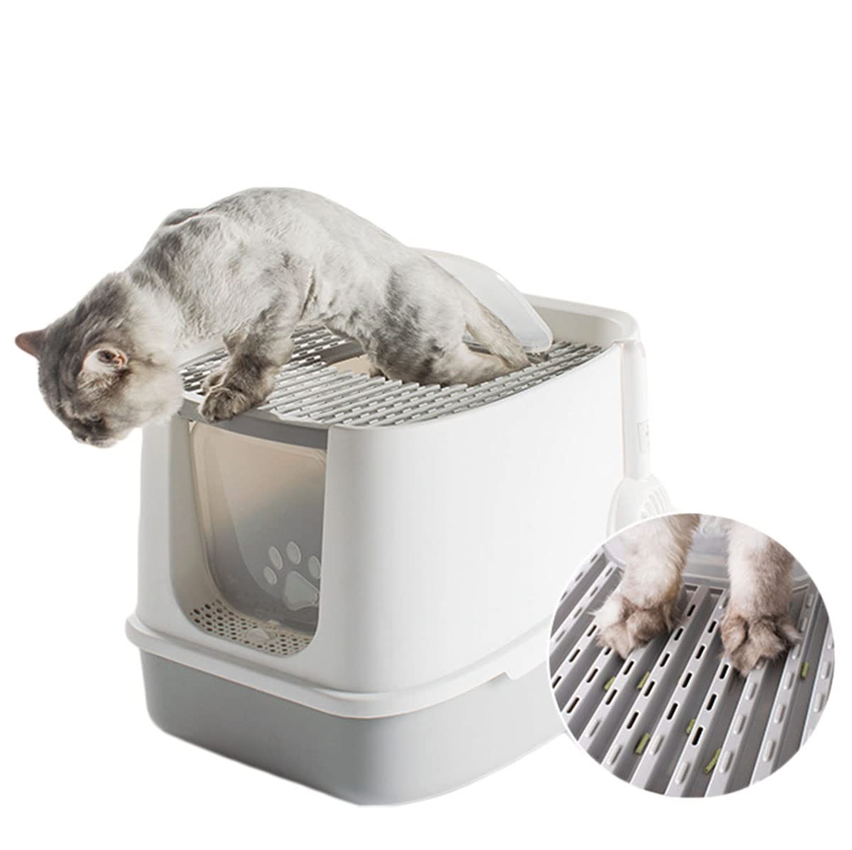 ANTOLE Larger Cat Litter Box Fully Enclosed Anti-Splash Cat Toilet Deodorant Pet Cleaning Supplies Kitty Litter Box Pet Toilet Litter Sandbox