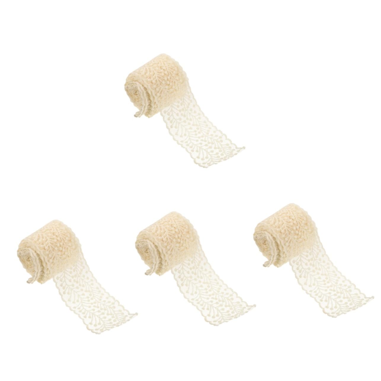 Operitacx 4rollos Encaje De Flores Bordado Para Manualidades Material De Para Decoración De Ropa y Accesorios Metros De Encaje Resistente y Elegante Para Vestidos y Accesorios De Boda