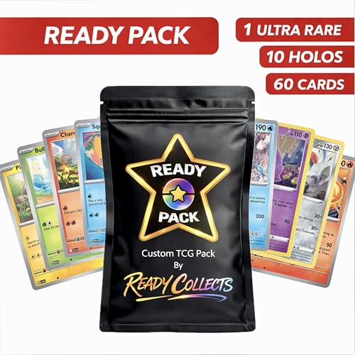 Ready Pack – 60 Pokémon Compatible Trading Cards – 1 Ultra Rare Guaranteed – 10 Holo &...