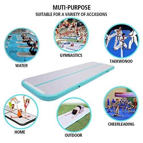 PPXIA Gymnastics Air Mats Inflatable Tumbling Mat 4 inches Thickness Air Floor Tumble Track Mat with Pump for Yoga Training Cheerleading Home Beach Park and Water Use