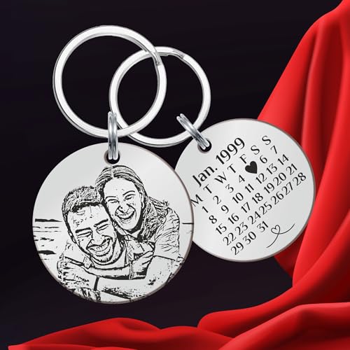 Image of Customised Photo Engraved Keychain For Loved ones | Best For Gift | Valentine's Day Gift, Birthday Gift | Silver
