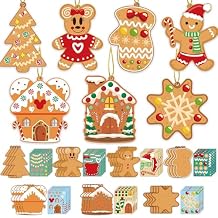 Christmas Ornaments Art and Crafts for Kids - 28pcs DIY Christmas Cutouts with Gingerbread Cookies Man House Christmas Stickers for Tree Home Xmas Party Favors Decorations