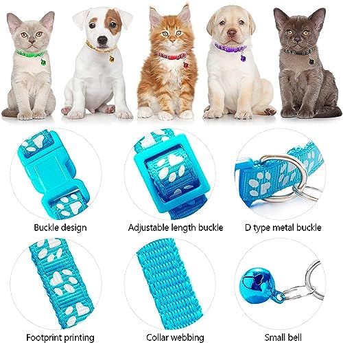Image of KsPups Puppy Collars Paw Print Quick Release I Adjustable Leash Safety Collars for Puppy Cats I 2-Pcs (Paw Print 10mm)