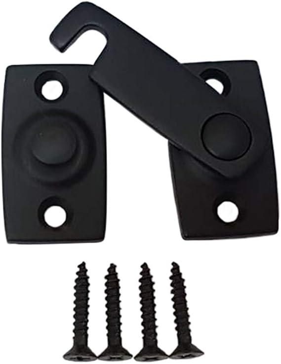 QCAA Solid Brass Shutter Bar/Door Latch, 7/8" x 23/32", Matte Black, 1