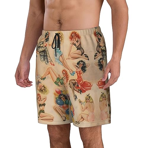 Retro Pinup Poster Girls Mens Swim Trunks Quick Dry Swim Shorts Swimwear Bathing Suits with Pockets3