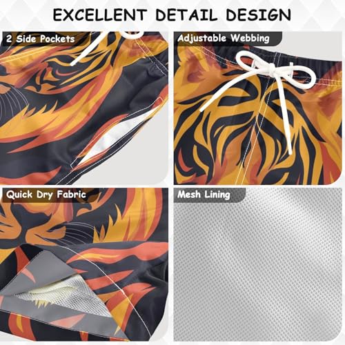 Pigsaly Boys Swim Trunks Tiger Stripes Boys Board Shorts Swimsuit Swimwear Summer Bathing Suit 2T Multicolor3