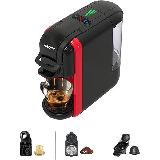 KROFF La Cafeno 3-in-1 Coffee Machine | Compatible with Nespresso Original, Dolce Gusto & Ground Coffee Powder | 7 Level Brewing Selector | Fast Heating System | 1-Year Warranty for Home Office