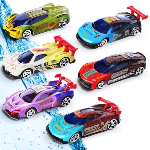HyDren Color Change Cars Toy Vehicles in Water Color Changing Bath Toys Car Goodie Bags Fillers Funny Gift for Kids Toddlers Themed Party Favors (6 Pcs)