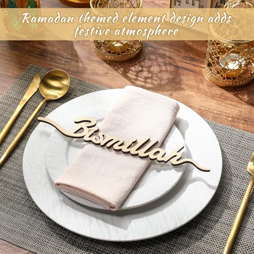 Set 6 Servilletas de Tela y Decoración de Madera Ramadan miniatura 4