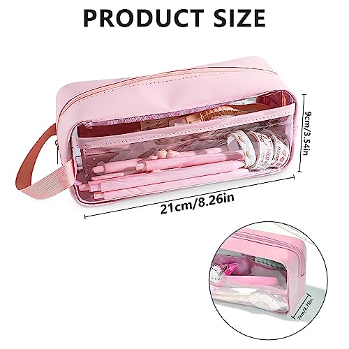 Yoolly Clear Pencil Case, Clear Exam Pencil Case, Waterproof PVC Zippered Toiletries Storage Pouch - Image 2
