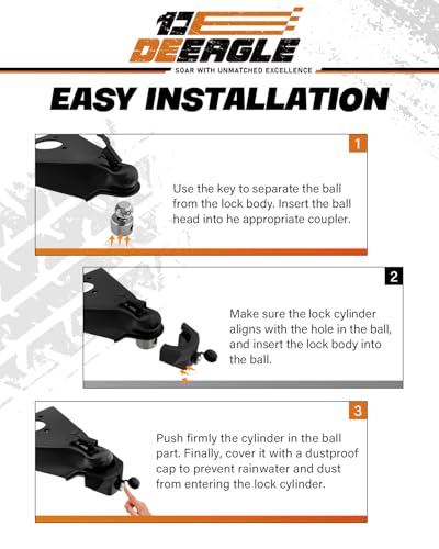 Image of DEEAGLE Trailer Locks Ball Hitch Fits 2-5 /16 inch Couplers | Heavy Duty Trailer Hitch Locks, Anti-Theft Ball Hitch Lock for RV Travel Trailer, Black