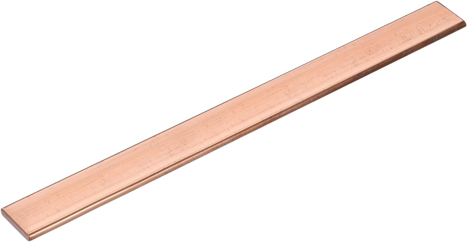 sourcing map Copper Flat Bar, 0.2" Thickness x 0.79" Width x 7.87" Length Copper Bus Bar Stock Plate Mill for Electrical (5mm x 20mm x 200mm)