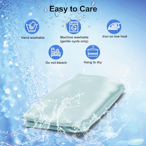 Image of Satin Pillowcase for Cervical Pillow, Ergonomic Case, Smooth & Silky Soft Sleeping Pillowcase, Light Blue Pillow Cover with Zipper