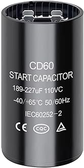 189-227 uf/MFD 110-125 VAC Round Start Capacitor ±20% 50/60 Hz CD60 Round Motor Well Pump Start Capacitor (189-227 uf/MFD)