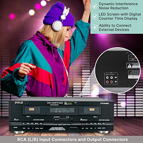 PyleUsa Dual Cassette Deck | Music Recording Device with RCA Cables | Removable Rack Mounting Hardware | CrO2 Tape Selector | Built-in 3 Digit Tape Counter - 110V/220V - Image 6