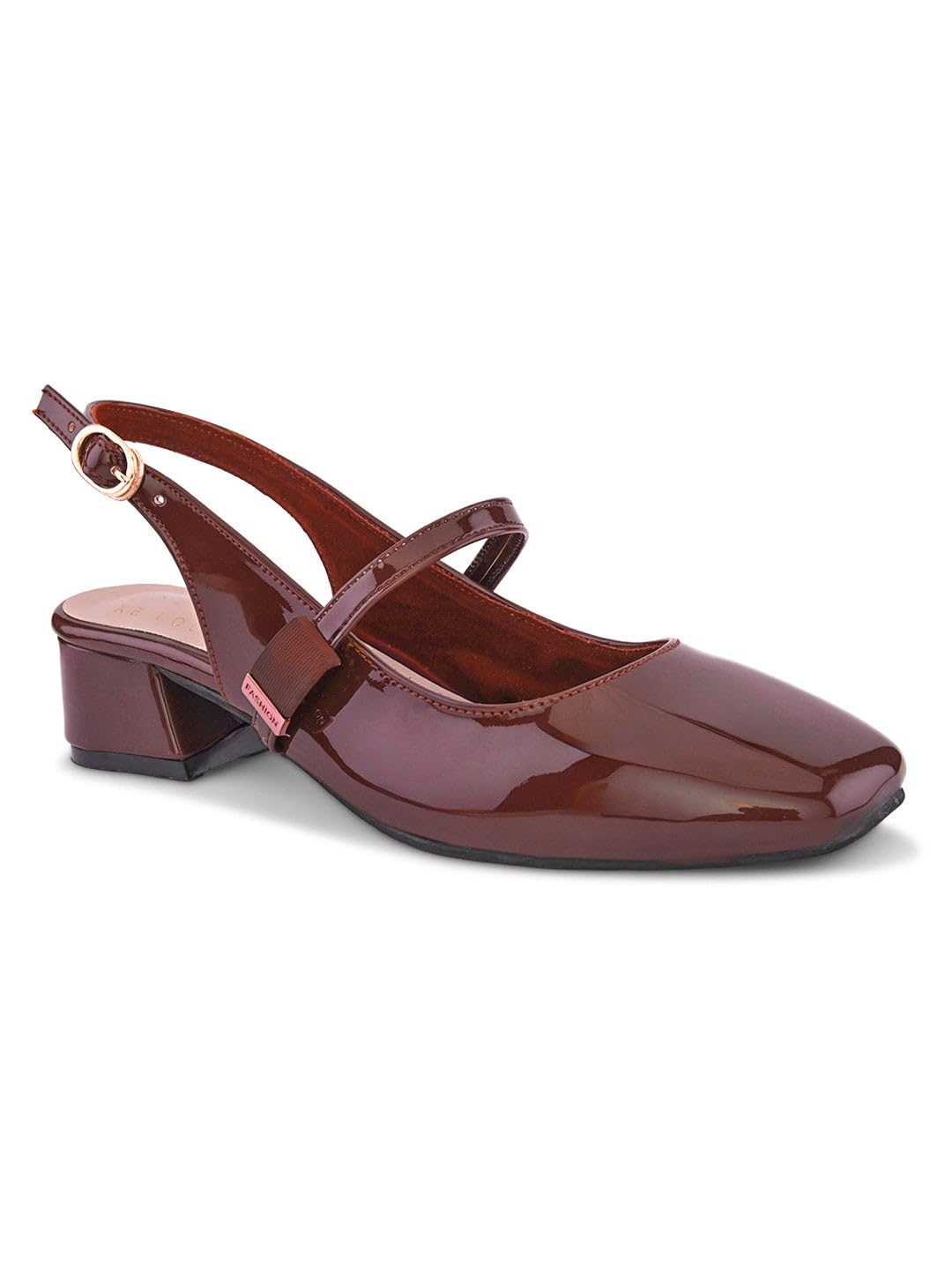 xe looks Women’s Glossy Slingback Heels | Elegant Cross-Strap Design | Comfortable Block Heel Sandals for Girls & Women-picture-23