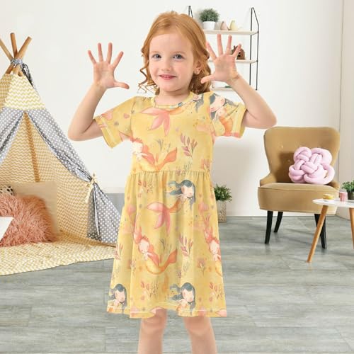 Girls Casual Dresses Short Sleeve Ruffle Hem Party Dress for Baby Girls'4