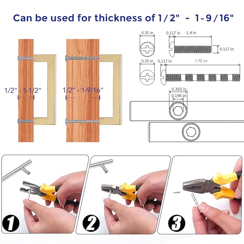 Image of Ravinte 30 Pack Champagne Bronze Cabinet Handles 4 Inch Hole Center Stainless Steel Kitchen Square Cabinet Pulls for Dresser Drawer Cupboard Handles with Screwdriver